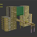 Modern Multi Story Architectural Complex With Glass Curtain Walls And Connecting Bridge Structure