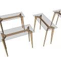 Modern Minimalist Desk With Glass Top And Wooden Legs Structure