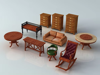 Traditional Solid Wood Console Cabinet And Side Cabinet With Storage Drawers And Furniture 3d model