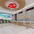 People Centered Government Service Hall With Communist Party Symbol Marble Counter And Waiting Seats