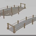 Two Modern Bridges With Golden Railings Gray Deck And Modern Design Structure