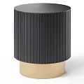 Modern Black Ribbed Side Table With Gold Base And Contemporary Design 3d model