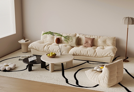 Cream wind sofa combination 3d model