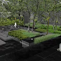 Modern Garden Landscape Design With Greenery Pathways And Surrounding Buildings 3d model