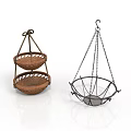Woven Double Layer Hanging Basket And Metal Frame Storage For Household Items 3d model