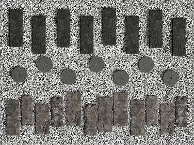 Natural Style Garden Landscape Stepping Stones With Rectangular And Circular Stone Slabs On Gravel Ground 3d model