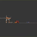 Large Orange Mechanical Industrial Equipment Structure With Metal Arms Brackets And Connecting Parts