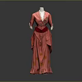 Elegant Red Satin Dress With V Neck Waist Design Pleated Skirt And Decorative Details