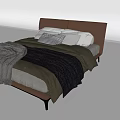 Modern Double Bed Bedroom Interior With Leather Headboard Gray Blanket And Minimalist Design
