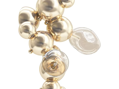 Modern Decorative Light Featuring Gold Metal Balls And Transparent Glass Components 3d model