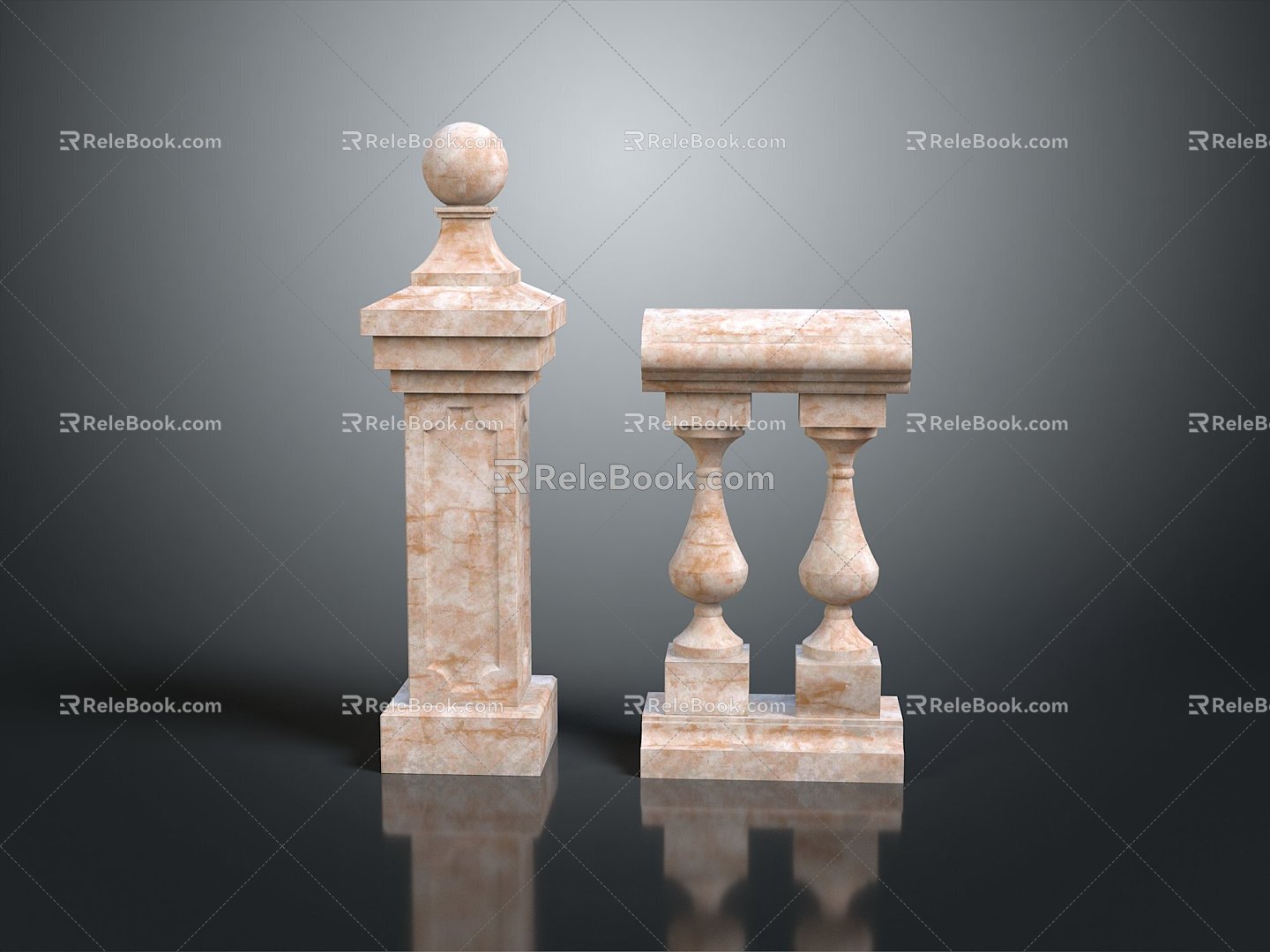 Stone guardrail bridge rail Chinese ancient building guardrail ancient building guardrail guardrail 3d model