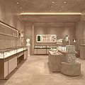 Elegant Luxury Jewelry Store Interior With Glass Display Cases And Warm Ambient Lighting