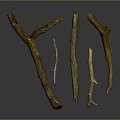 Natural Dry Tree Branches With Various Shapes And Sizes Arranged Against Gray Background