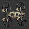 Detailed Quadcopter Drone Equipment With Four Propellers Frame And Display Stand
