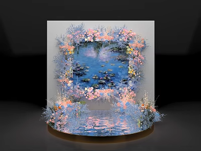 Interactive Zone Design With Colorful Floral Decoration And Water Reflection Elements 3d model