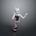 Cartoon Rabbit With Pink Ears White Body Black Bodysuit Pink Stockings And Black High Heels