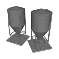 Industrial Storage Tanks With Conical Bottom And Support Stands On Square Bases
