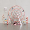 Cute Store Window Display With Pink Ferris Wheel Hot Air Balloon Gift Boxes And Candies