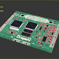 Green Printed Circuit Board With Electronic Chips Connectors And Circuit Layout Design 3d model