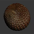 Vibrant Red and Orange Fruit with Scaly Texture in Spherical Shape on Reflective Dark Background 3d model
