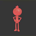 Golden Game And Movie Character With Apple Shaped Head Smiling Face Hands On Hips Standing