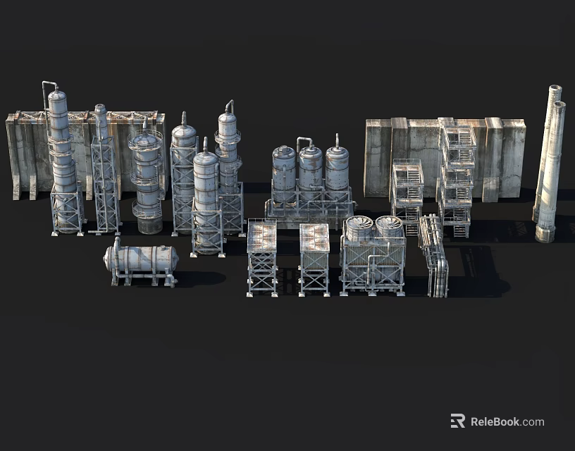 Industrial Equipment With Various Metal Structures And Processing Machinery Components In Industrial Setup 3d model 