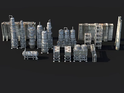 Industrial Equipment With Various Metal Structures And Processing Machinery Components In Industrial Setup 3d model
