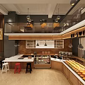 Coffee Shop Interior With Wooden Tables Chairs Pendant Lights And Green Decorative Plants