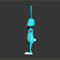 Cartoon Rabbit Game Animation Character With Blue Body Pink Belly White Paws And Smiling Expression