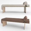 Modern Upholstered Sofa Bench With Wooden Legs Beige And Brown