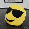 Yellow Emoji Style Decorative Pillow With Smiling Face And Black Sunglasses