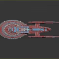 Red And Blue Cosmic Spaceship 3D Model With Detailed Structure For Space Exploration