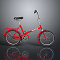 Red Classic Bicycle With Black Seat And Silver Frame Reflective Surface