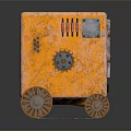 Vintage Orange Robot Model With Track Wheels Control Panel And Metallic Worn Surface 3d model