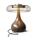 Modern Table Lamps With Wooden Base And Transparent Glass Shade Design