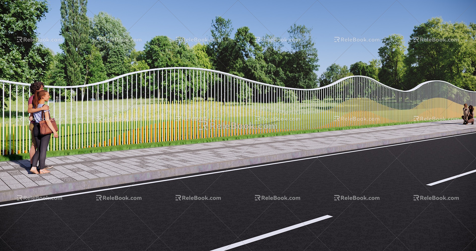 Water pattern fence 3d model