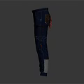 Dark Blue Casual Pants With Side Pockets And Belt Loop Design 3d model