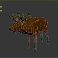 Orange Low Poly Reindeer Model In 3D Render With Gray Studio Background