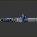 Futuristic Sci Fi Gun With Blue Silver Metallic Design And Orange Grip