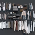 Stylish Clothing Collection With Dresses Shirts Coats Bags And Shoes On Wall