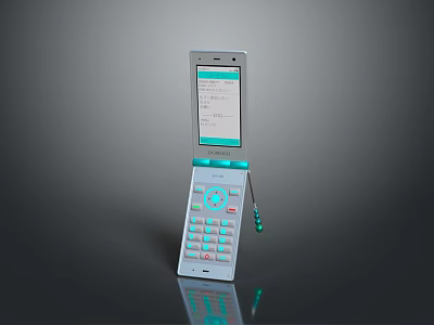 White Blue Handheld Electronic Device With Open Flip Screen And Numeric Keypad 3d model