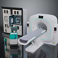 Advanced Medical Equipment Featuring CT Scanner Control Console And Accessories 3d model