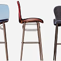 Stylish Bar Stools With Modern Designs Various Colors And Metal Frames 3d model