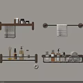 Bathroom Accessories Including Wall Mounted Shelves Towel Racks Towels And Toiletries