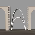 Modern White Archway Structures with Curved Geometric Design in Interior Space 3d model