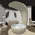 Luxury Club Interior With Bathtub Petals Sofa Table Chair And Curtains