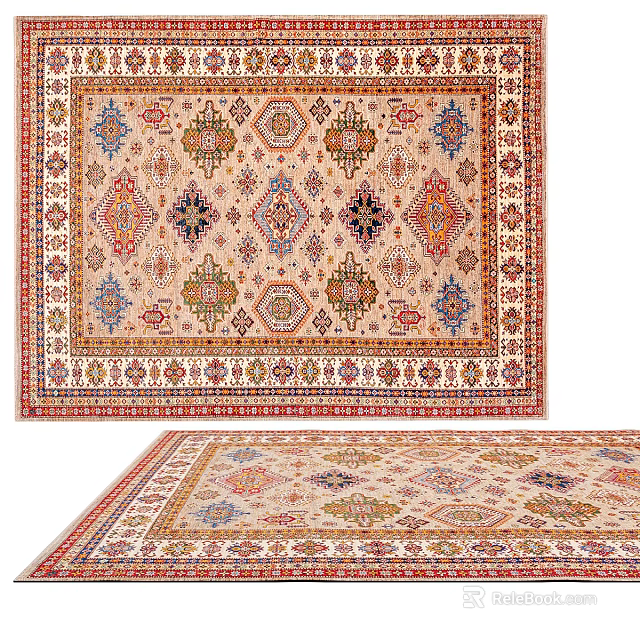 Classic Square Rugs With Intricate Geometric Patterns And Vibrant Colors 3d model
