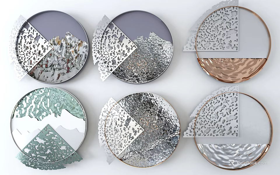 Round Modern Wall Decor Featuring Laser Cut Intricate Patterns And Metallic Tones 3d model