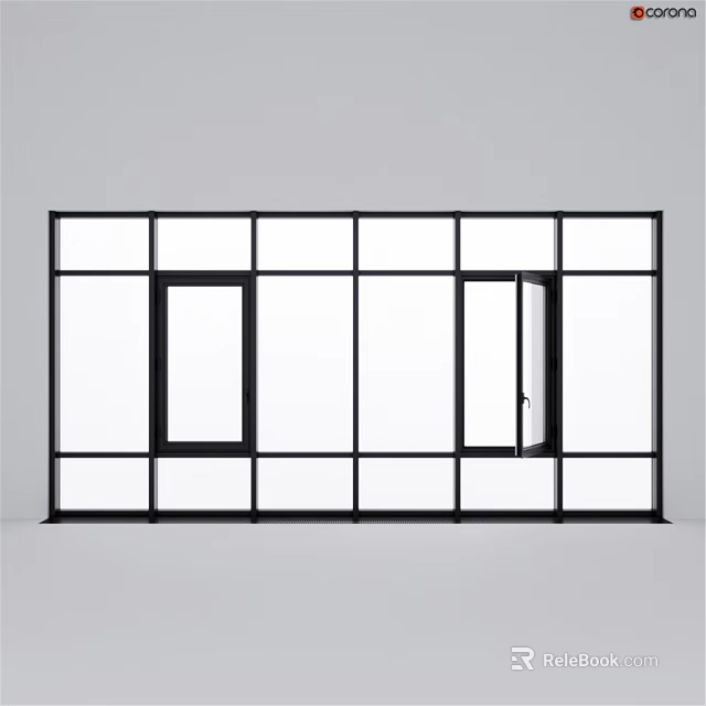 Modern Aluminum Casement Window Design With Black Frame And Glass Panels 3d model 