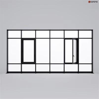 Modern Aluminum Casement Window Design With Black Frame And Glass Panels 3d model